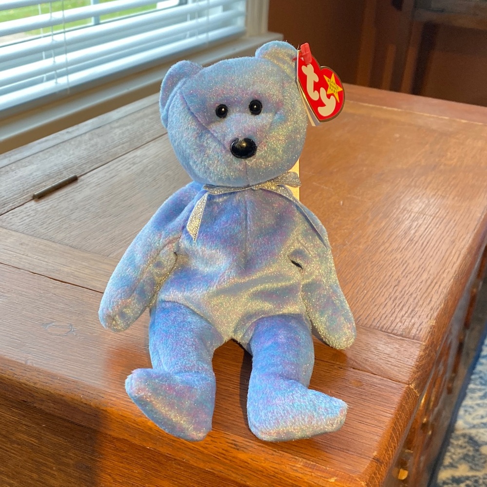 Ty Iridescent Blue Bear Plush “Clubby II, 1999